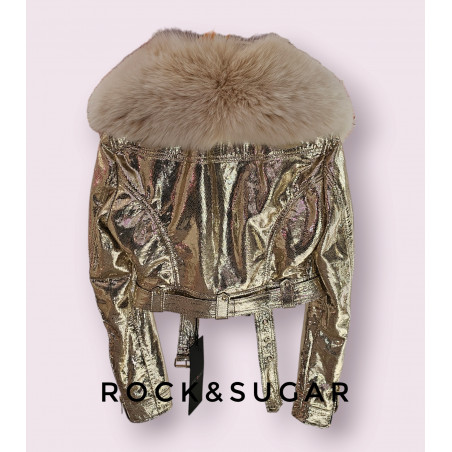 Fur collar biker Flo&Clo