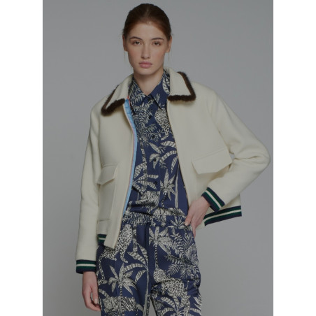 CHAQUETA BOMBER LANA BLANCA