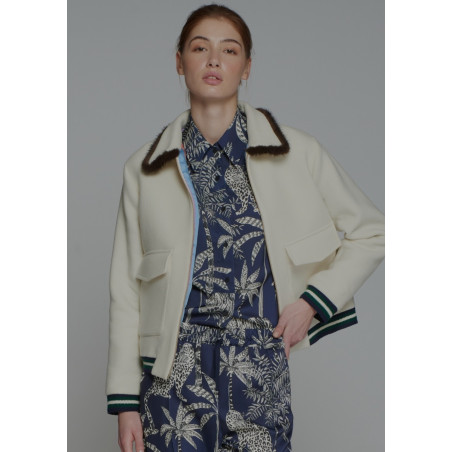 CHAQUETA BOMBER LANA BLANCA