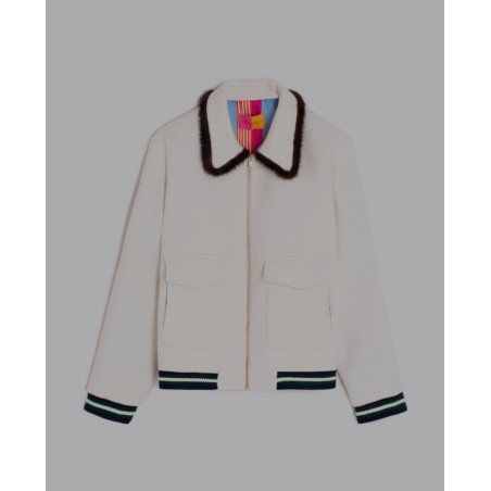 CHAQUETA BOMBER LANA BLANCA
