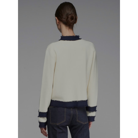 CARDIGAN PUNTO BICOLOR CRUDO NAVY