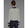 CARDIGAN PUNTO BICOLOR CRUDO NAVY