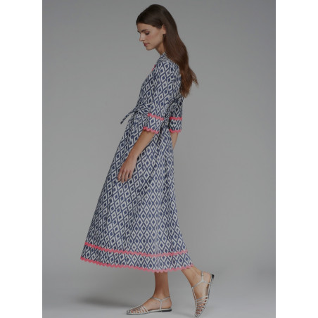 VESTIDO CAMISERO IKAT MARINO ONDULINA