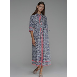 VESTIDO CAMISERO IKAT MARINO ONDULINA