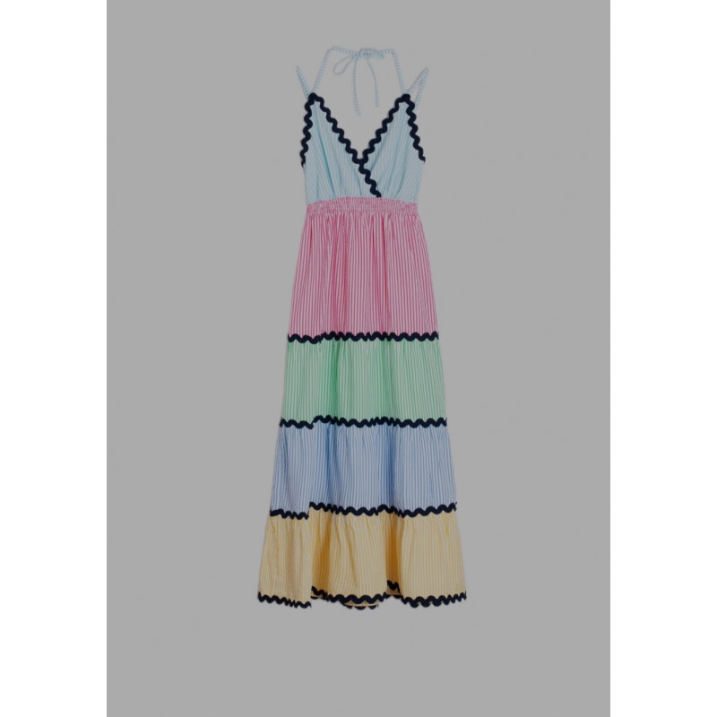VESTIDO VOLANTES 500 RAYAS CONTRASTE
