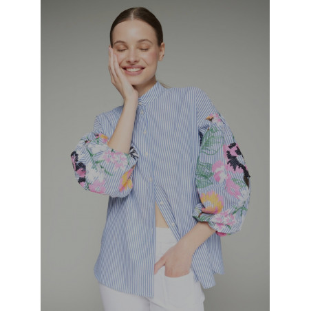 CAMISA UMA BORDADO FLORES LENTEJUELAS