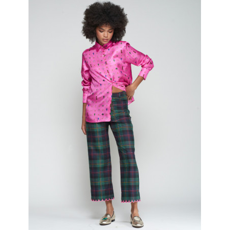 Pantalón escocés perfil rosa