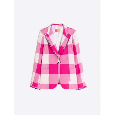 CHAQUETA CUADROS VICHY ROSA RIBETE ONDULADO