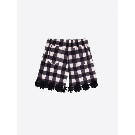 PANTALÓN CORTO CUADRO VICHY BLANCO Y NEGRO