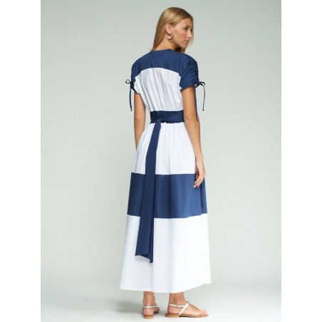 VESTIDO BLANCO Y MARINO