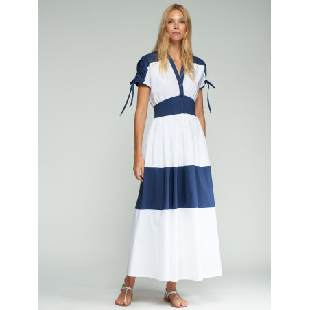 VESTIDO BLANCO Y MARINO