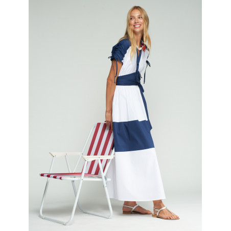 VESTIDO BLANCO Y MARINO