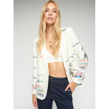 CHAQUETA BLANCA ESTAMPADO QUIRKY