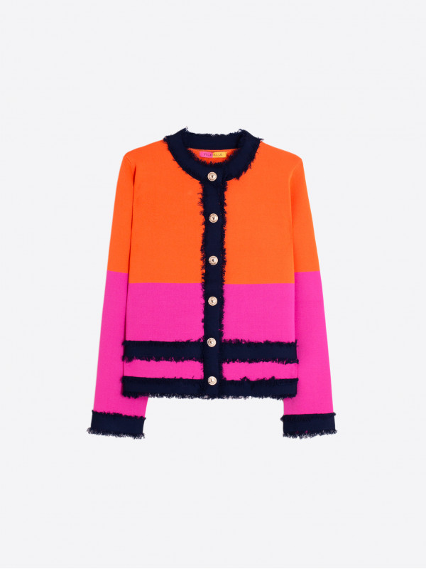 CARDIGAN BICOLOR NARANJA Y...