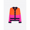 CARDIGAN BICOLOR NARANJA Y FUCSIA RIBETES MARINO