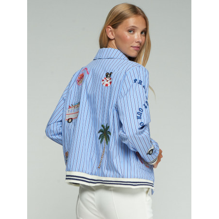 CHAQUETA BOMBER AZUL RAYAS BORDADO SURF