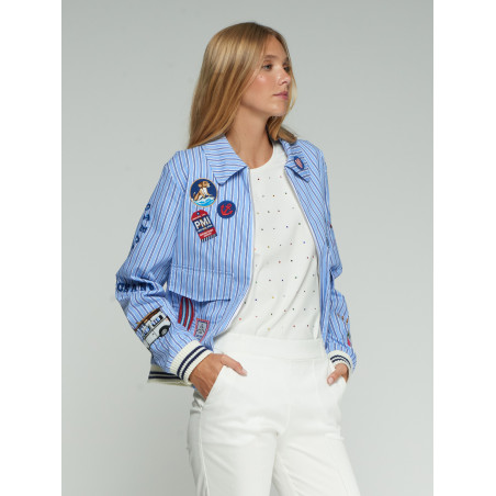 CHAQUETA BOMBER AZUL RAYAS BORDADO SURF