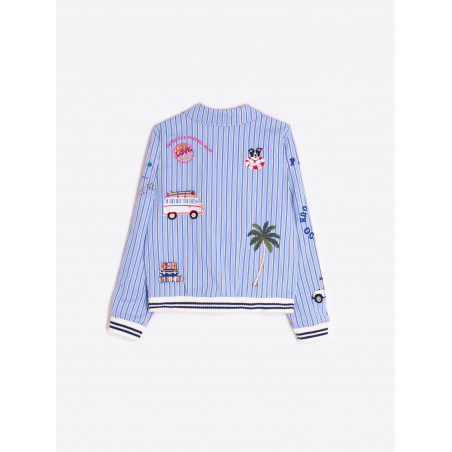 CHAQUETA BOMBER AZUL RAYAS BORDADO SURF