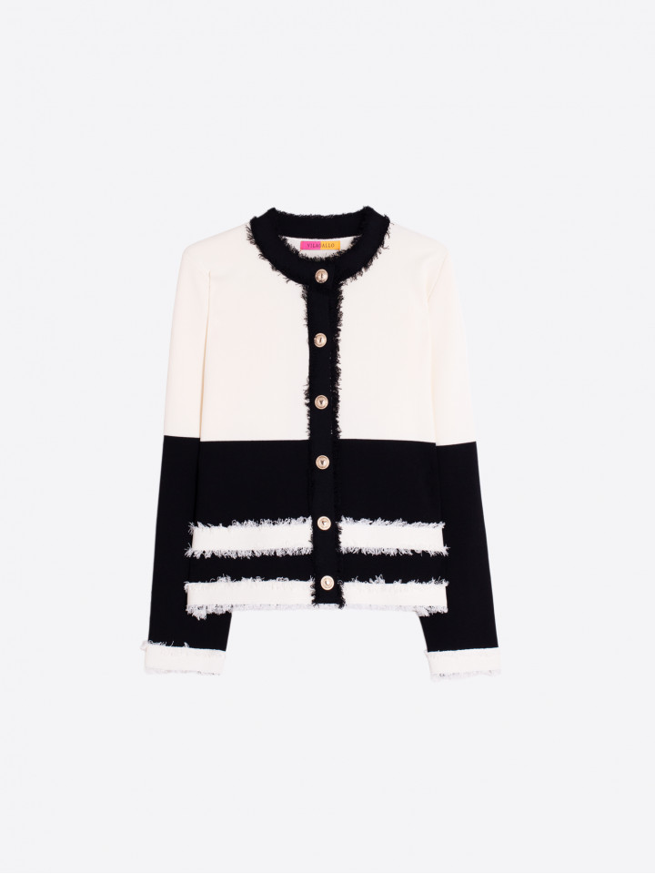 CARDIGAN BICOLOR NEGRO Y...