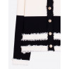 CARDIGAN BICOLOR NEGRO Y CRUDO RIBETES DESHILACHADOS