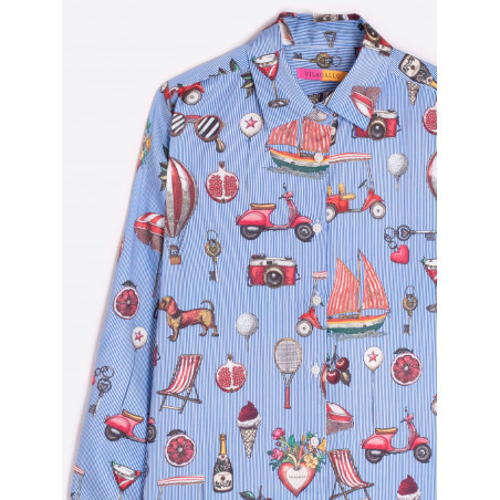 CAMISA AZUL ESTAMPADO VINTAGE