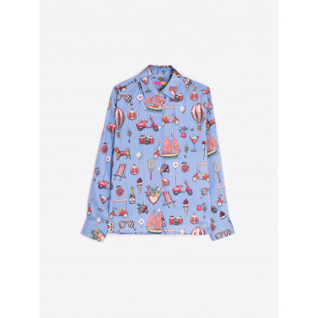 CAMISA AZUL ESTAMPADO VINTAGE