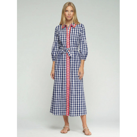 VESTIDO CUADRO VICHY RIBETE FLORES