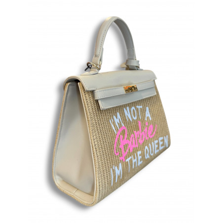 Bolso rafia Not a Barbie white