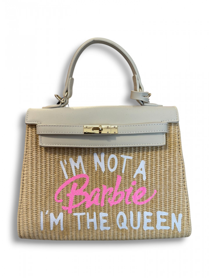 Bolso rafia Not a Barbie white