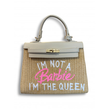 Bolso rafia Not a Barbie white