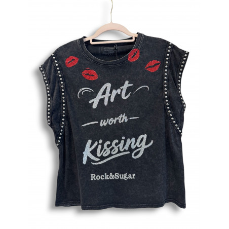 Camiseta Art Worth Kissing Glitter