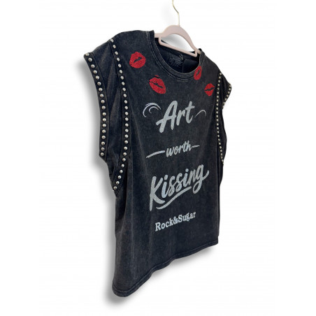 Camiseta Art Worth Kissing Glitter
