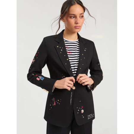 CHAQUETA NEGRO CUPIDO BORDADO