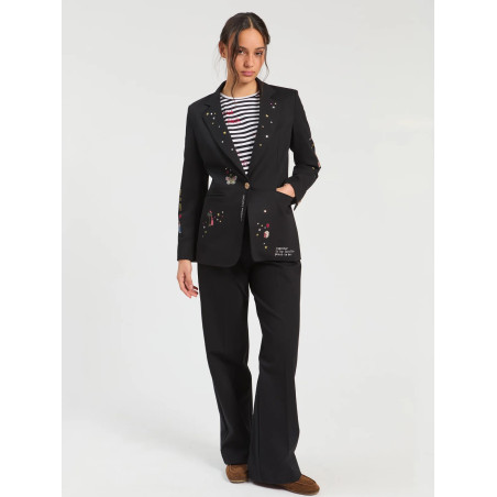 CHAQUETA NEGRO CUPIDO BORDADO