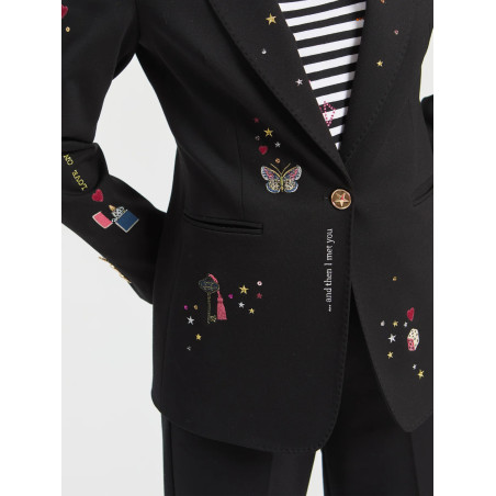 CHAQUETA NEGRO CUPIDO BORDADO