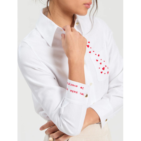 CAMISA ESPIGA BLANCA BORDADO CORAZON