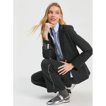 PANTALÓN GRIS RAYA DIPLOMATICA VERDE LUREX