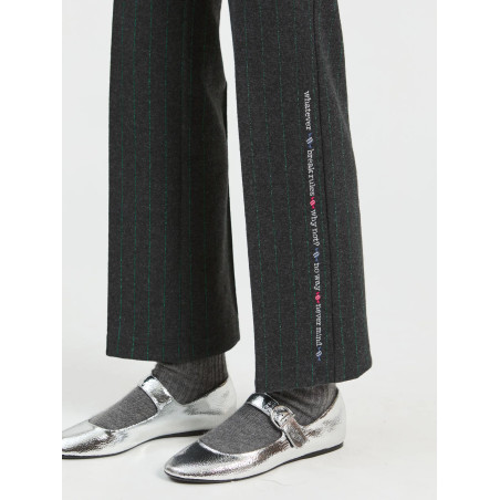 PANTALÓN GRIS RAYA DIPLOMATICA VERDE LUREX