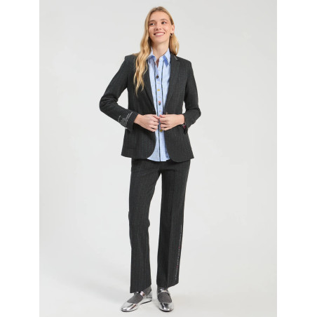 CHAQUETA GRIS RAYA DIPLOMATICA VERDE LUREX