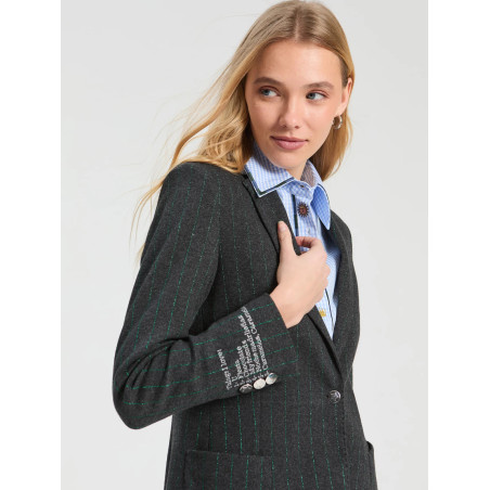CHAQUETA GRIS RAYA DIPLOMATICA VERDE LUREX