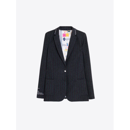 CHAQUETA GRIS RAYA DIPLOMATICA VERDE LUREX