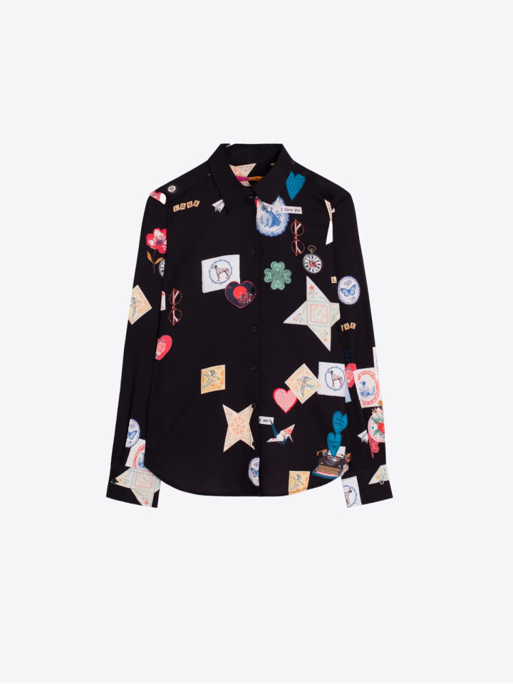 CAMISA NEGRO LOVE MULTICOLOR