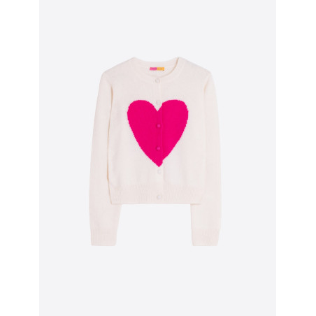 CARDIGAN INTARSIA CORAZON FUCSIA CRUDO